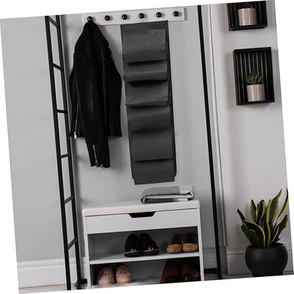 Amosfun Large Capacity Hanging Shoe Storage Bag Foldable Portable Organizer Black Oxford Fabric Multi-Grid Design for Closet Dormitory and Entryway