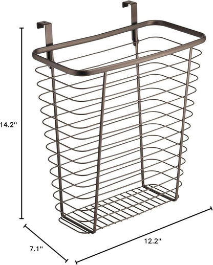 iDesign Steel Over-The-Cabinet Waste Basket or Storage Bin, The Axis Collection, 7.1" x 12.2" x 14.2", Bronze
