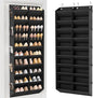 LANTEFUL Over the Door Shoe Organizer, Hanging Shoe Rack for Closet Door Shoe Storage for 30 Pairs Sneaker and Boots, Large Shoe Holder for Door with 10 Side Pockets, Space Saving, Black