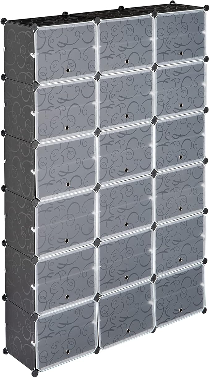 12 Tier Portable Shoe Rack Organizer, 72 Pair Covered Shoe Storage Shelves Rack,36 Grids Expandable Shelf Storage Cabinet Stand for Heels,Boots,Slippers,Perfect For Entryway,Hallway (Black)