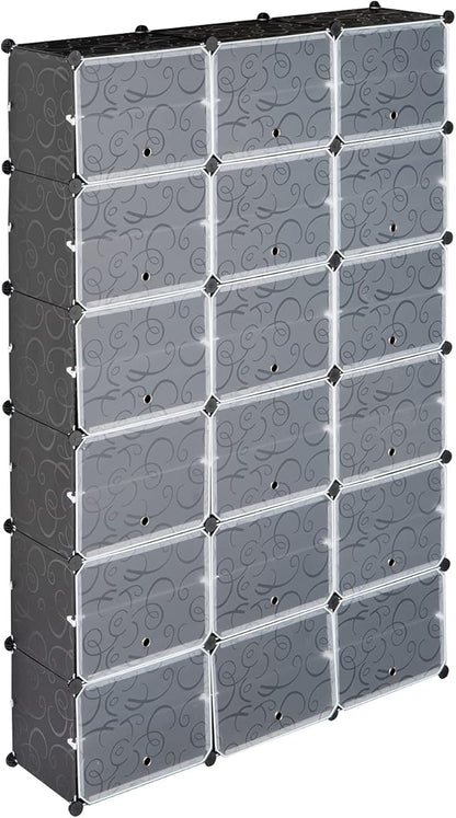 12 Tier Portable Shoe Rack Organizer, 72 Pair Covered Shoe Storage Shelves Rack,36 Grids Expandable Shelf Storage Cabinet Stand for Heels,Boots,Slippers,Perfect For Entryway,Hallway (Black)