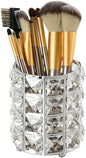 Makeup Brush Holder Organizer Crystal Bling Cosmetic Storage Box for Brushes, Combs & Pens, Candle Holder Container（Silver）