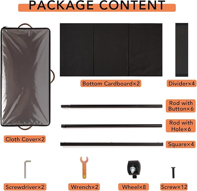 AVOKIHI 2 Pack Under Bed Storage with Wheels (Adjustable Height 7.9"-9.5"), 75L Rolling Underbed Storage Containers, Collapsible Metal Frame & Washable Fabric Drawer for Clothes, Shoes, Blankets