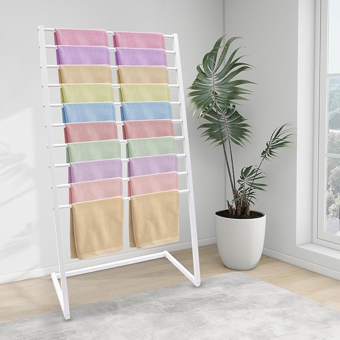 Scarf Display Stand, 10 Tier Metal Scarf Holder Organizer, Scarf Hanger Scarf Holder Scarf Organizer Belt Organizer Pants Rack Scarf Rack for Commercial Clothing Retail Store (White, 80cm)