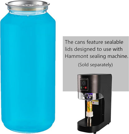 Hammont 100pk Plastic Juice Bottles with Caps – Sealable Smoothie, Boba, & Iced Coffee Cups – Reusable Clear Drink Containers – Compatible Automatic Cup Sealers (20 oz)