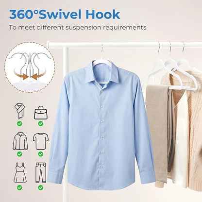Smartor White Velvet Hangers 50 Pack, Non Slip Clothes Hangers with Shoulder Notches, Premium Slim Space Saving Felt Hanger for Closet Organizers and Storage, Heavy Duty Hanger for Coat