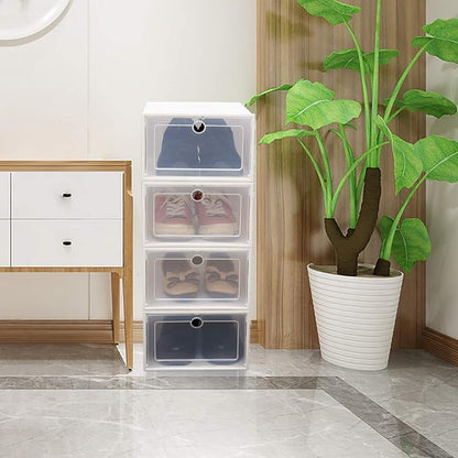 Futchoy 20/24pcs Shoe Storage Boxes 20/24pcs Shoe Box Set Foldable Storage Plastic Display Box for Magazines Books Shoes White (24)