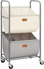 STORAGE MANIAC 80 Liters Vertical Rolling Laundry Hamper, 2 Section Laundry Sorter with Wheels and 2 Breaks, 2-tier Laundry Baskets for Small Space, Dorm, Laundry Room, Closet, Multicolored 2-tier