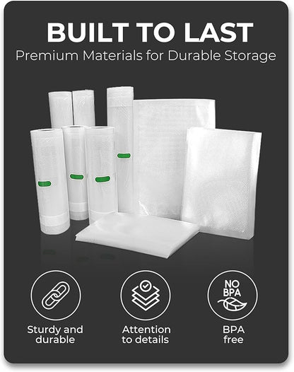 EconoHome 11"x20' Heavy Duty Vacuum Seal Bags for Food 4 Pack - Commercial-Grade, Airtight & Leakproof Plastic Vacuum Storage Bags for Sous Vide, Meal Preparation, Processing & Dry Aging Meat