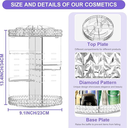TiKenSo 360 Rotating Makeup Organizer, Cosmetics Organizer Makeup Spinning Organizer Clear 6 Adjustable Layers Large Capacity Acrylic Skincare Organizers for Bathroom or Bedroom Dresser