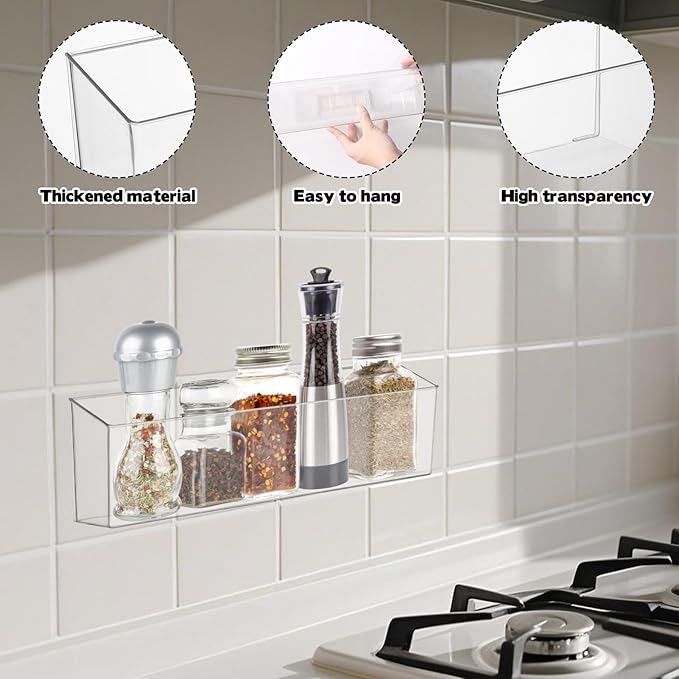 2 Pack Spice Rack, Spice Organization for Cabinet, Storage Organizer Bins, Clear Plastic Seasoning Jars Rack Condiment Bottles Shelf Makeup Organizer for Kitchen Cabinet Doors Pantry RV Organization