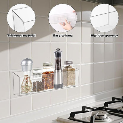 2 Pack Spice Rack, Spice Organization for Cabinet, Storage Organizer Bins, Clear Plastic Seasoning Jars Rack Condiment Bottles Shelf Makeup Organizer for Kitchen Cabinet Doors Pantry RV Organization