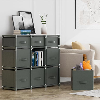 Mavivegue 9 Cube Storage Organizer, Closet Organizers and Storage, Cube Storage Shelf, Easy to Assemble with Storage Drawers, DIY Closet Cube Organizer for Living Room, Bedroom, Dorm Room-Gray