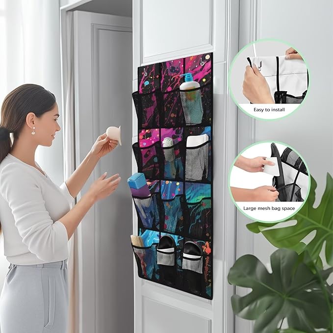 Generic Colorful Tie-Dye Hanging Pocket Organizer Lightweight Storage Door Organizer Meet Diverse Storage Needs and Make Finding Things More Convenient and Efficient for Housewives Students