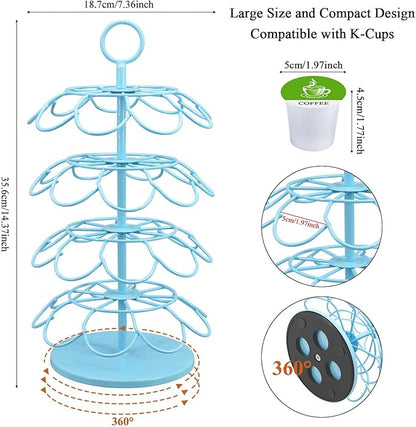 KIMIUP Coffee Pod Holder, Coffee Pod Storage Compatible with K-Cups(36 Pods), Kitchen Detachable Coffee Station Organizer, Spins 360-Degrees(Light Blue)