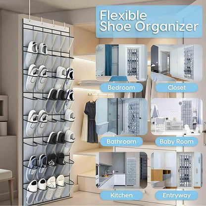 40 Large Mesh Pocket Over the Door Shoe Organizer,Hanging Shoe Rack for Door,Shoes Organizer Hanger with Large Capacity (black)