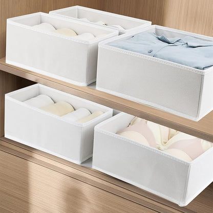Fordonral 12 Pack Drawer Organizer Clothes, Foldable Fabric Dresser Organizer Closet Organizers and Storage Box for Underwear,Folded Clothes,Baby Clothing,Socks,Bra,Towels,Ties(12 Pack,White)