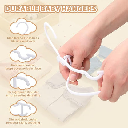 Baby Hangers 60 Pack 10.35 Inch Kids Clothes Hangers Plastic Infant Hangers for Closet Infant & Toddler Clothing Pants Coats Skirts (White)