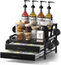 Homsorout Coffee Syrup Rack Organizer - 4-Tier 8 Syrup Wine Bottles Stand with 82 Storage Drawer for K Cups, Coffee Pod Holder for Countertop, Bar Station, Kitchen, Black