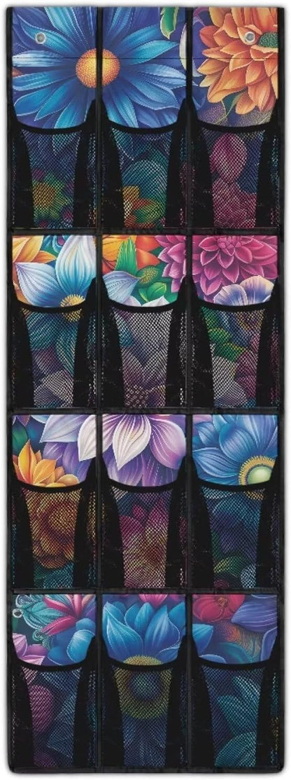Bohemian Over Door Pet Supply Organizer - 12 Pockets for Treats, Toys, Leashes - Odor-Resistant & Washable
