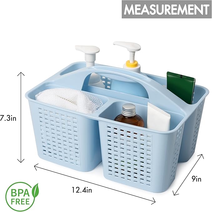 Tiawudi Portable Shower Caddy, Caddy Organizer with Handle, Plastic Shower Basket Hold Soap, Shampoo, Hair Supplies and Beauty Products, Cleaning Supplies Organizer for Home, Dorm, Shelf and Cabinet