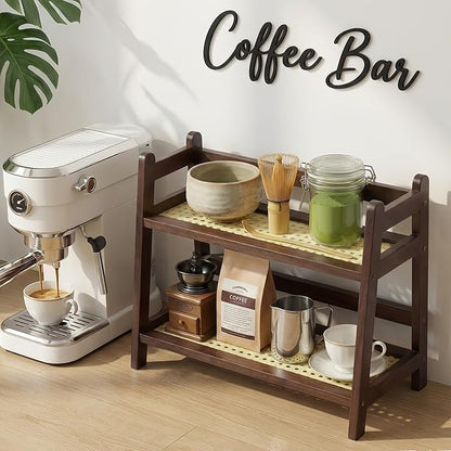 2 Tier Matcha Station, Coffee Bar Station Organizer for Accessories & Can Rack Organizer for Pantry
