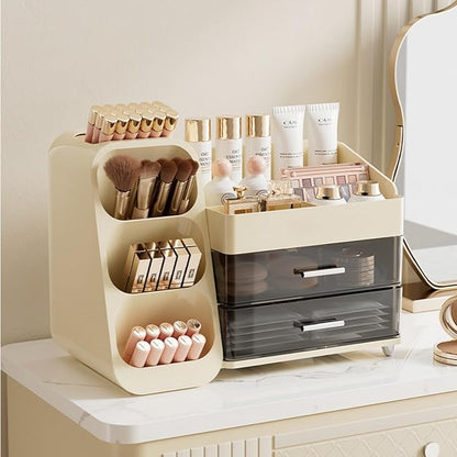 Makeup Organizer with Drawers,Large Capacity Countertop Organizer for Vanity,Bathroom and Bedroom Desk Cosmetics Organizer,Easy To Storage Skincare,Brushes,Lotions (Cream)