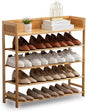 Bamboo Shoe Rack Organizer, 5 Tier Shoe Shelf Storage Organizer, for Entryway, Hallway, and Closet (Nature)