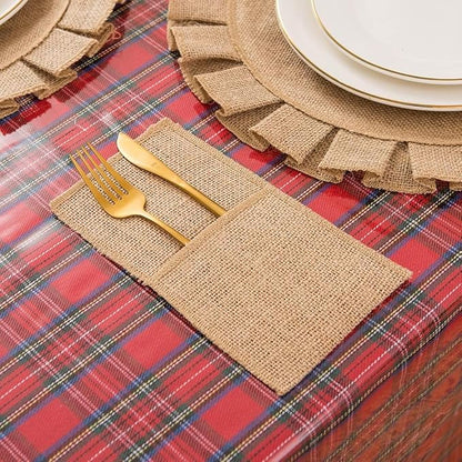 MDS Pack Of 125 Wedding Burlap 4 x 8 Burlap Lace Utensil Cutlery Holders Pouch Silverware Holder Knifes Forks Bags Burlap Napkin Bag for Rustic Wedding Party and Tableware Decorations