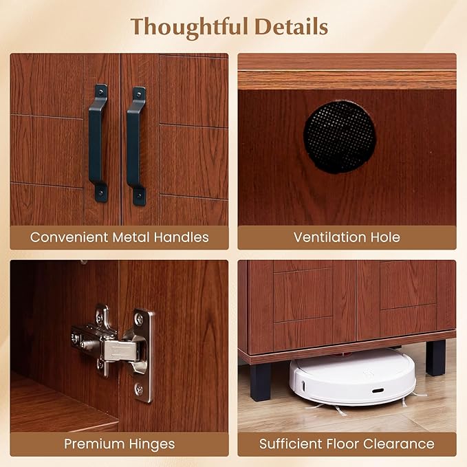 Giantex 5-Tier Shoe Storage Cabinet, Freestanding Wooden Entryway Cabinet w/Storage, 2 Doors, Removable Shelves, Shoes Rack Organizer w/Ventilation Hole for Hallway, Closet, Living Room (Brown)