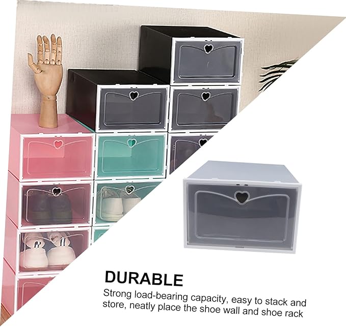 Cabilock 2pcs Stackable Footwear Storage Container Transparent for Sneakers Slippers Sports Shoes Creative Detachable Design for Home Organizer Male