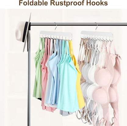 Resovo Bra Hanger for Closet, Tank Top Hanger 20 Hooks Capacity Foldable Wood Space Saving Hangers Closet Organizers and Storage for Dorm & Apartment for Tank Top, Bra, Scarf etc.