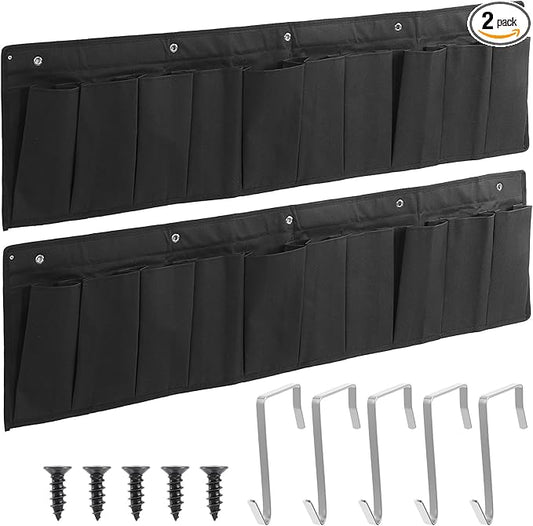 2 Pcs RV Shoe Pockets 10 Pockets, Heavy Hanging Bedside Storage Organizer with Hooks Storage Pocket Hangs on bed for Shoes Toys and Tool Accessories