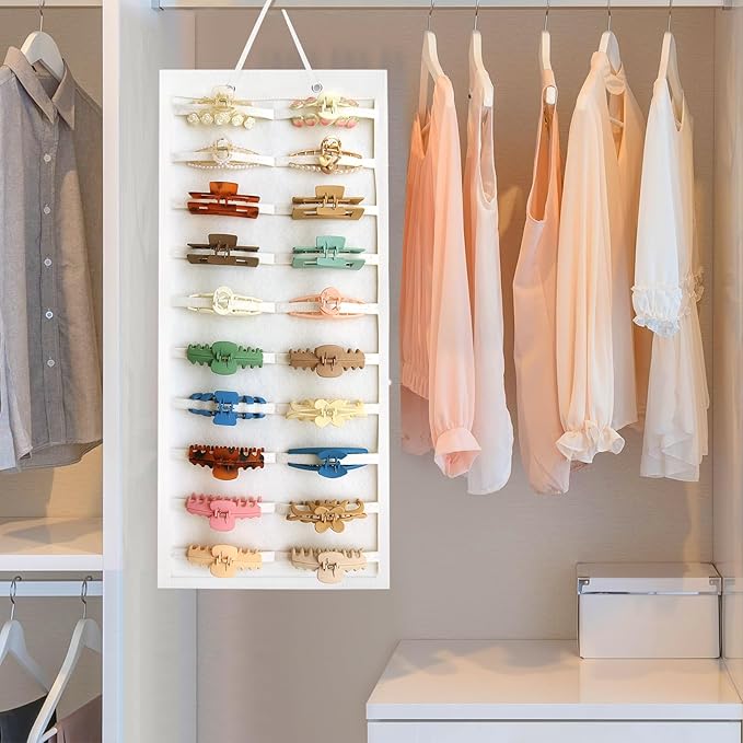 SMUK Claw Clip Organizer for Women, Hanging Mount Hair Clips Holder Organizer for Girls, Hair Bow Claw Clip Stand Storage for Wall, Door, Closet
