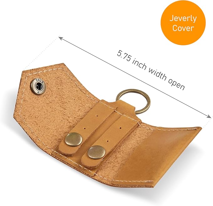 Leather Keychain Ring Holder, Wedding Ring Travel Case, Engagement Ring Holder, Ring Pouch Bag, Workout and Gym Ring Holder (Vintage Brown)