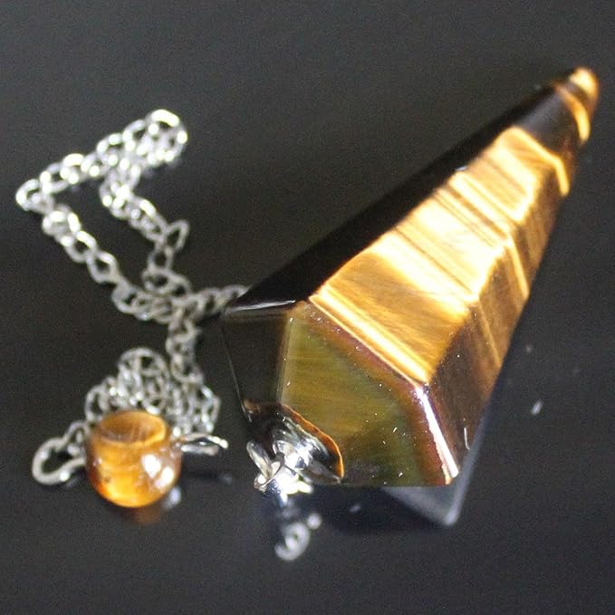 Faceted Mixed gemstone crystal pendulum point reiki chakra pendant bead Chain 6''