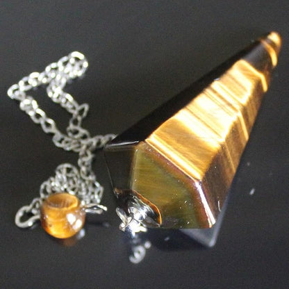 Faceted Mixed gemstone crystal pendulum point reiki chakra pendant bead Chain 6''