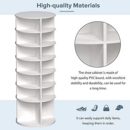 HomVent Rotating Shoe Rack Tower, 7-Tier Spinning Shoe Rack, Freestanding 360° Revolving Shoe Organizer, High Bottom Design Shoe Tower Spinning Storage, Fits 28 Pairs of Shoes