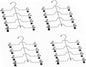 HUJI Sturdy 4 Tier Trouser Skirt Pants Hanger Chrome and Black Vinyl (Set of 4, 4 Tier Trouser Hangers)