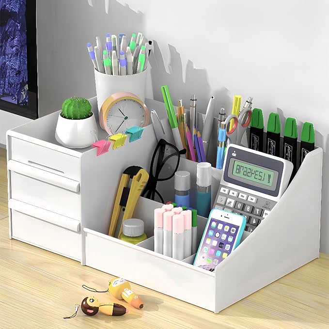 Mens Perfume Organizer, Mens Cologne Organizer,Countertop Organizer With Drawers for Cologne, Deodorant, Beard, Shaving Lotion, Perfume & Skincare - Perfect for Bathroom & Bedroom Storage (White)