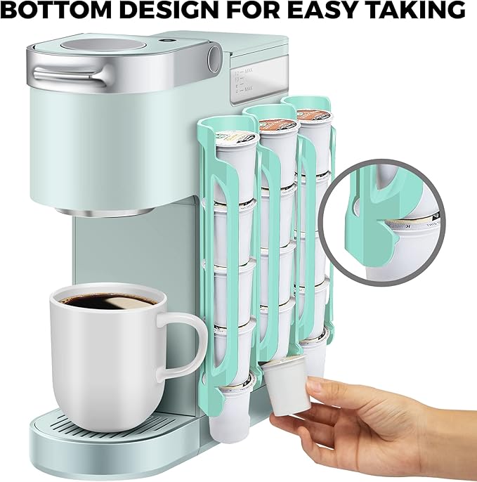 K Cup Holder for Keurig: Coffee Pod Holder for Counter Small Space - Kcup holders for Wall Mount (3, Oasis Blue)