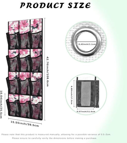 Tropical Flowers Shoe Organizer Door Hanger,Shoes Hanger Storage Organizer Bag for Bedroom,Hanging Shoe Storage Hanging Bag