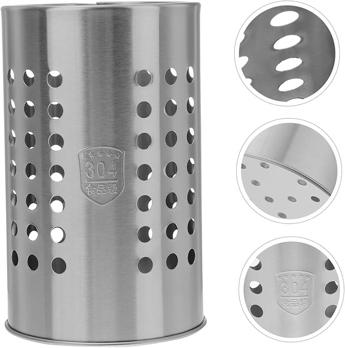 ULTECHNOVO Stainless Steel Chopstick Holder 3.93X3.93X6.49In Multi-Purpose Utensil Storage Container for Home Restaurant Kitchen Tableware Organizer with Breathable Design