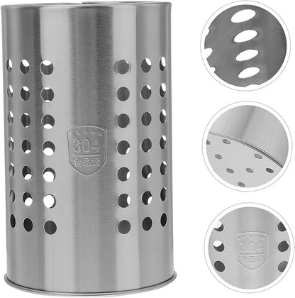 ULTECHNOVO Stainless Steel Chopstick Holder 3.93X3.93X6.49In Multi-Purpose Utensil Storage Container for Home Restaurant Kitchen Tableware Organizer with Breathable Design