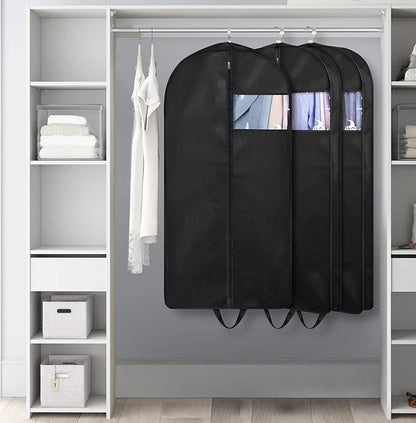 KIMBORA 43" Suit Bags for Closet Storage and Travel, Gusseted Hanging Garment Bags for Men Suit Cover With Handles for Clothes, Coats, Jackets, Shirts（3 Packs）