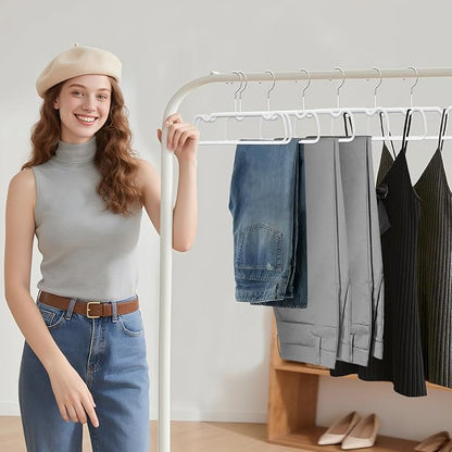 Non-Slip Rubber Pants Hangers,20 Pack Slim Thin Space-Saving Trouser Hanger,Rust-Free Closet Clothes Organizer for Slacks Scarf Ties,13.3inch