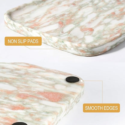 Koville Marble Tray, 12"x8" Marble Vanity Tray for Countertop Bathroom Kitchen Dresser, Decorative Catchall Trays for Perfume Jewelry, Rectangular Stone Serving Tray(Rosso Norvegian)