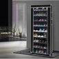 Vertical Narrow Shoe Rack Organizer,Room-Saving 10-Layers 9 Lattices Non-Woven Fabric Shoe Rack Holds 22-30 Pairs Tall Shoe Storage Cabinet with Dustproof Cover for Closet,Entryway,Dorm,Bedroom,Black
