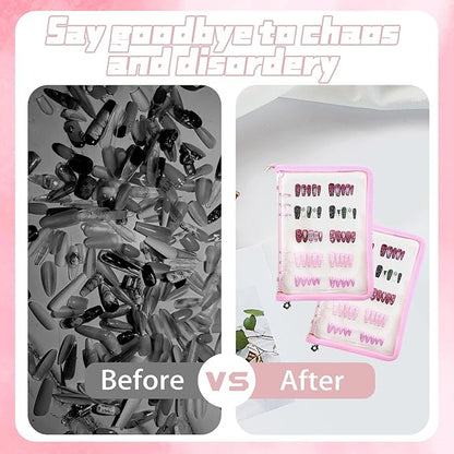 Press on nail storage Nail Storage Book - Portable Versatile Organizer for Press - On Nails, Jewelry and More with 90 Pcs Adhesive Double Sided Tape