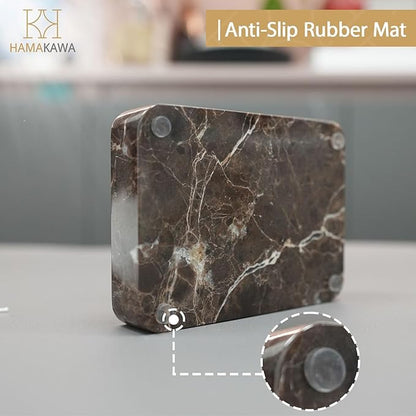 Natural Marble Soap Dish, Rectangle Emperador Dark Jewelry Dish, Dark Brown Style Shower Soap Holder, Modern Stone Sponge Holder, Bar Soap Saver Tray for Bathroom, Kitchen, Easy to Clean